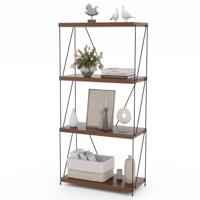 4-Niveau Multifunctionele Plank Vrijstaande Boekenkast Industriële Stijl Opslag Plank Houtnerf Afwerking voor Slaapkamer Woonkamer