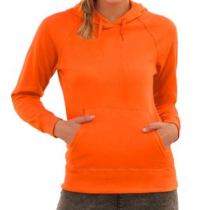 Oranje hoodie / sweater raglan met capuchon voor dames XL (42)  -