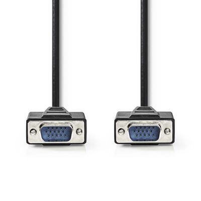 Nedis CCGP59000BK50 Vga-kabel Vga Male Vga Male Vernikkeld Maximale Resolutie: 1280x768 5.00 M Rond Abs Zwart Envelop