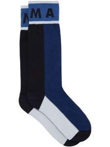 Marni chaussettes colour block à logo intarsia - Bleu