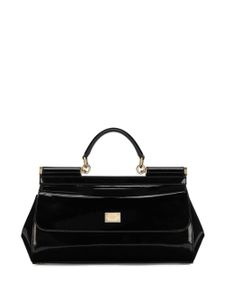 Dolce & Gabbana mini sac à main Elongated Sicily en cuir verni - Noir