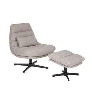 Bronx71 Draaifauteuil met hocker Cristo linnen taupe