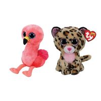 Ty - Knuffel - Beanie Boo's - Gilda Flamingo & Livvie Leopard - thumbnail