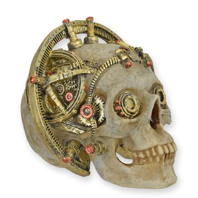 A RESIN STEAMPUNK SKULL