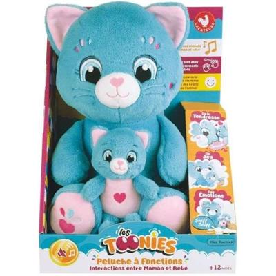 Zacht pluchen speelgoed - JEMINI - TOONIES - Interactieve moederpoes en haar baby - +/- 26 cm - 6 functies