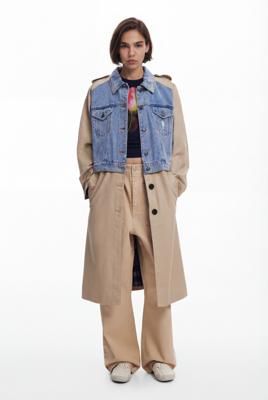 Hybride denim trenchcoat - BROWN - XS