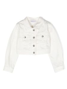 Monnalisa veste en jean à boutons ornés de cristaux - Blanc