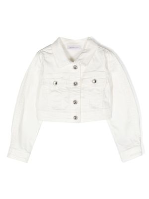 Monnalisa veste en jean à boutons ornés de cristaux - Blanc