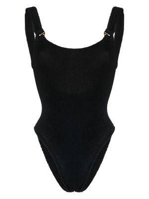 Hunza G maillot de bain Domino à col arrondi - Noir