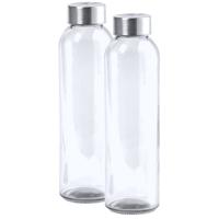 Waterfles/drinkfles AQUAMAN - 2x - glas - transparant - met RVS dop - 500 ml - Sportfles - Bidon