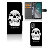 Telefoonhoesje met Naam Nokia C32 Skull Eyes | Portemonnee hoesje