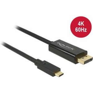 Delock 85256 Kabel USB Type-C male > DisplayPort male (DP Alt Mode) 4K 60 Hz 2 m zwart