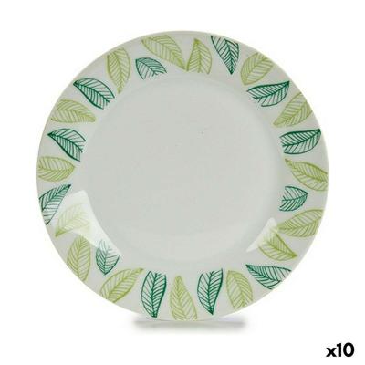 Dessertbord 136800A 136800A Wit Groen Porselein 19 x 2 x 19 cm Lakens (10 Stuks)