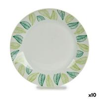 Dessertbord 136800A 136800A Wit Groen Porselein 19 x 2 x 19 cm Lakens (10 Stuks)
