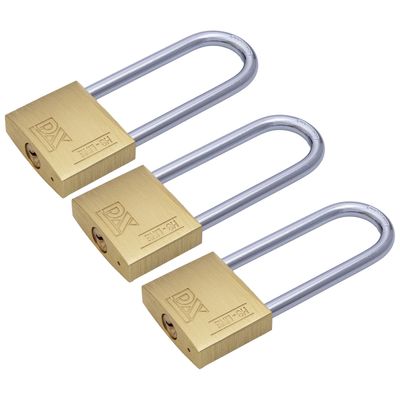 Hangslot met 2 sleutels - 3x - 40 mm - messing - 64 mm beugel - kofferslot