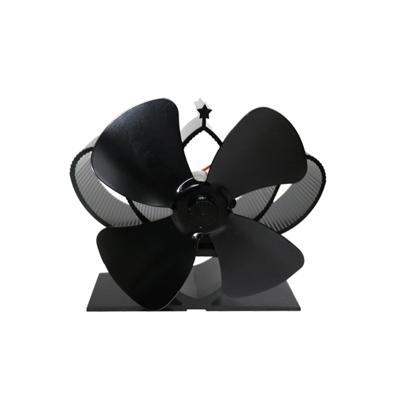 YL201 4-Blade hoge temperatuur metalen warmte aangedreven open haard kachel fan (zwart)