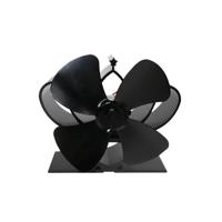 YL201 4-Blade hoge temperatuur metalen warmte aangedreven open haard kachel fan (zwart)
