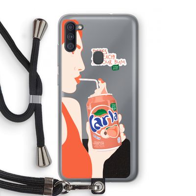 Peach please!: Samsung Galaxy A11 Transparant Hoesje met koord