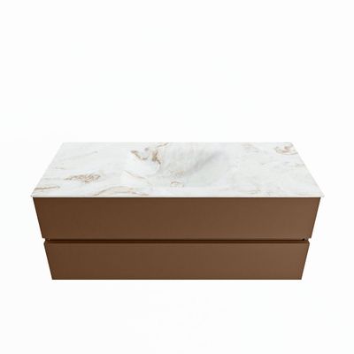 MONDIAZ VICA-DLUX 120cm badmeubel onderkast Rust 2 lades. Inbouw wastafel CLOUD midden 1 kraangat, kleur Frappe.