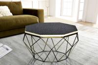 Beeninleg Salontafel DIAMOND 70cm Zwart Wit Messing Inlegwerk Arts & Crafts - 45215