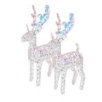 Kerstverlichting figuren - 2x -rendieren - regenboog gekleurd- 24 x 8 x 37 cm - 50 leds - warm wit