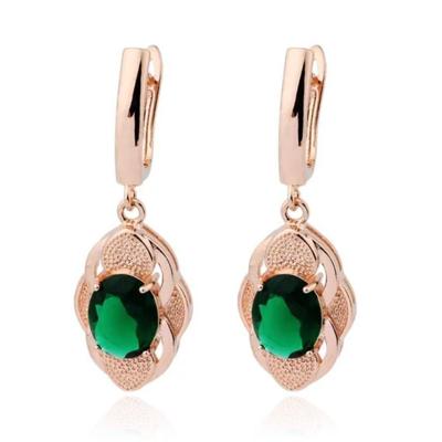 Deja Jewels Oorbellen met Ovale Hangers - Dames, Rosegoudkleurige Afwerking, Groene Glassteen