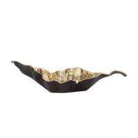 PTMD Ycee Brass casted alu leaf bowl gold inside S - thumbnail