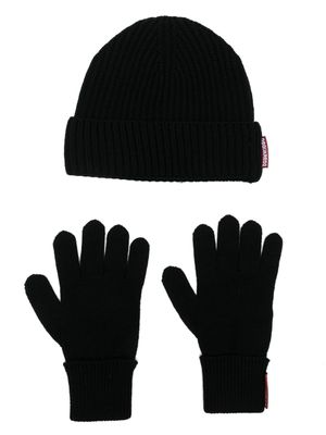 DSQUARED2 lot bonnet-gants en laine - Noir