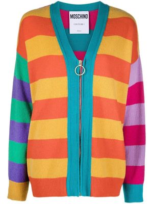 Moschino cardigan zippé à rayures - Orange