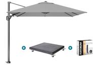 Platinum Voyager zweefparasol T2 2,7x2,7 m. - Light grey met Modena voet en hoes
