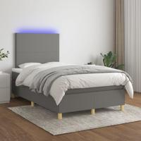 Boxspring met matras en LED stof donkergrijs 120x200 cm