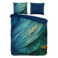 Dekbedovertrek Neva - Tweepersoons (200x200 cm) - Blauw Microvezel - Dessin: Veren - Pure - Dekbed-Discounter.nl