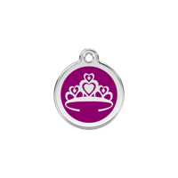 Crown Purple roestvrijstalen hondenpenning small/klein dia. 2 cm - Reddingo