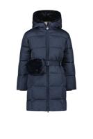 Le Chic Meisjes winterjas met riem en furry tas - Birdo - Navy blauw - thumbnail