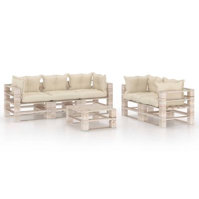 Vidaxl 6-delige Loungeset Met Kussens Pallet Grenenhout