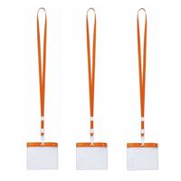 Badgehouders/naamkaarthouders - 80x - met oranje keycord/lanyard - plastic - beurs/feest