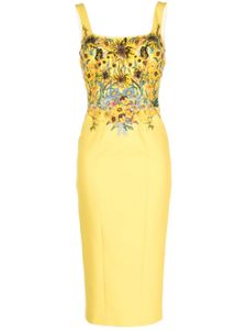 Mary Katrantzou robe mi-longue Agave à perles - Jaune