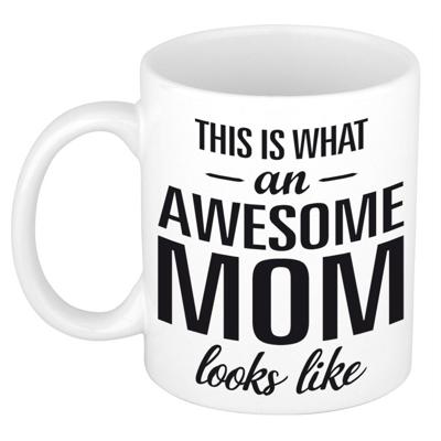 Awesome mom cadeau koffiemok - beker - voor Moederdag - mama - 300 ml