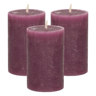 Stompkaars - 3x - bordeaux rood - 5 x 8 cm - klein rustiek model - cilinderkaars - kaars