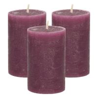 Stompkaars - 3x - bordeaux rood - 5 x 8 cm - klein rustiek model - cilinderkaars - kaars