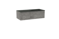 Storke Edge zwevend badmeubel 120 x 52 cm beton donkergrijs met Scuro asymmetrisch rechtse wastafel in kwarts mat zwart