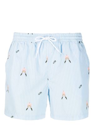 GCDS short à fines rayures - Bleu
