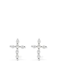 Djula boucles d'oreilles Big Cross en or blanc 18ct ornées de diamants - Argent