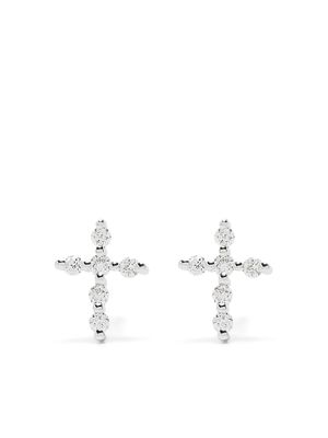 Djula boucles d'oreilles Big Cross en or blanc 18ct ornées de diamants - Argent