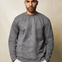 Bon&Bon Men's Suedette Long Sleeve Tee - Dark Grey Loose Fit T-Shirt Dark Grey / M