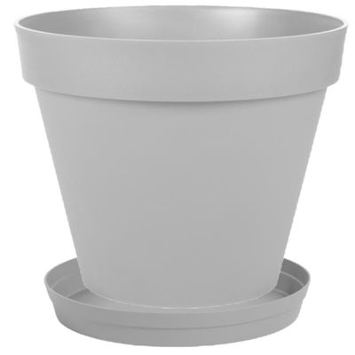 Bloempot Toscane kunststof grijs D40 x H32 cm inclusief onderschaal D35 cm