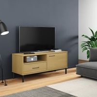 Tv-meubel met metalen poten OSLO massief grenenhout bruin - thumbnail