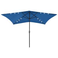VidaXL Parasol met led&apos;s en stalen paal 2x3 m azuurblauw