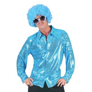 Disco pailletten blouse blauw voor heren