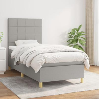 Boxspring met matras stof lichtgrijs 80x200 cm